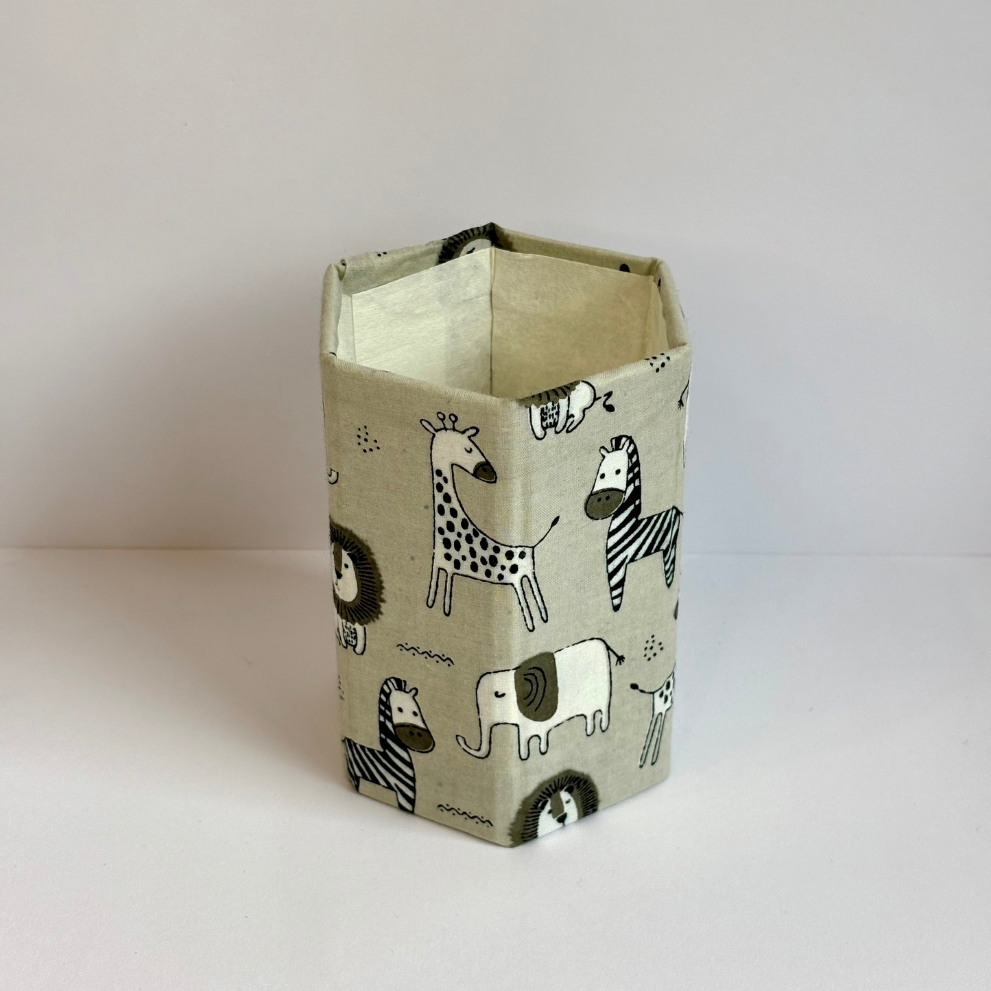 Who's in the Zoo - Kids' Collapsible Pen Holder, Fabric & Recycled Paperboard