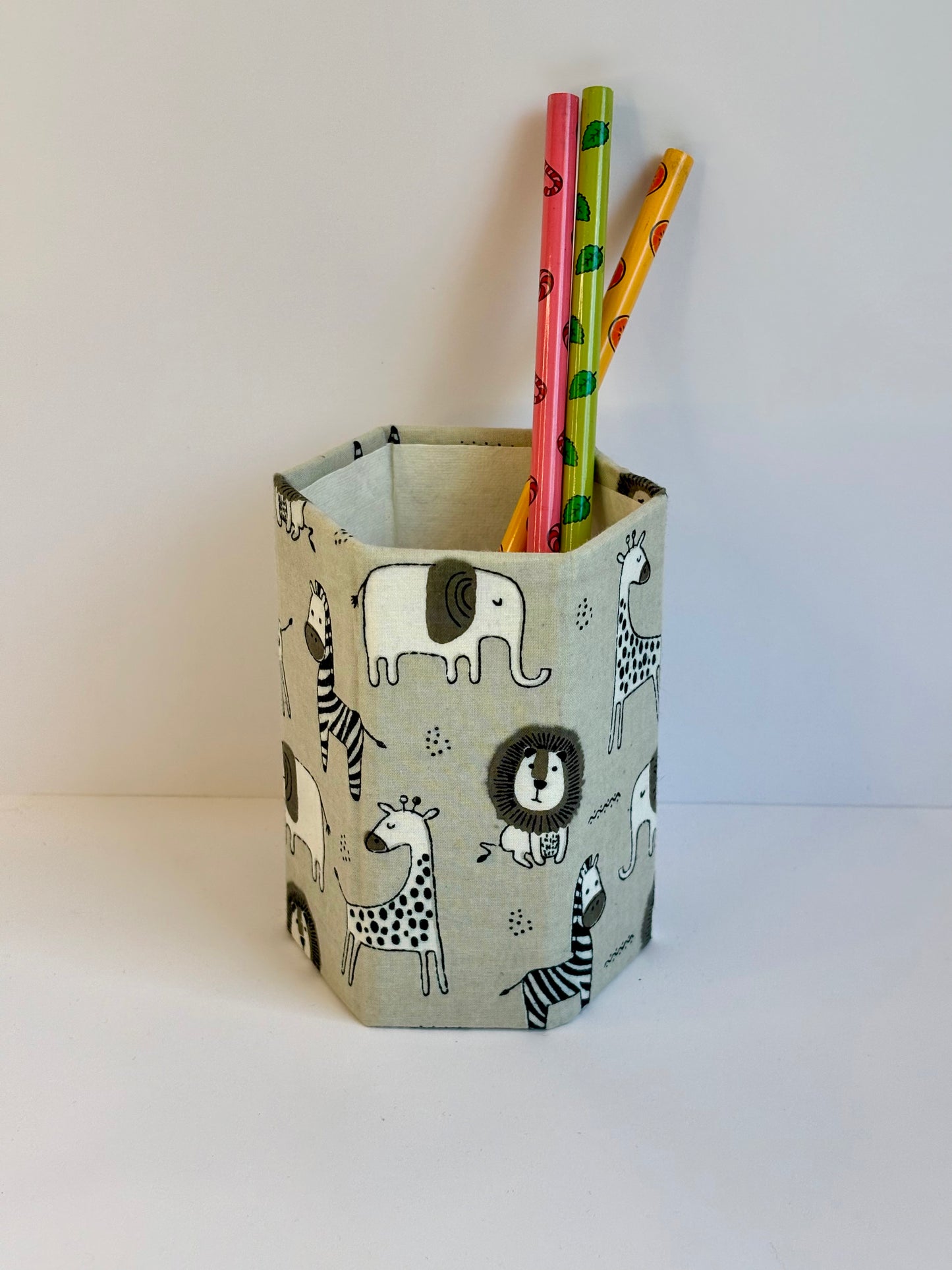 Who's in the Zoo - Kids' Collapsible Pen Holder, Fabric & Recycled Paperboard