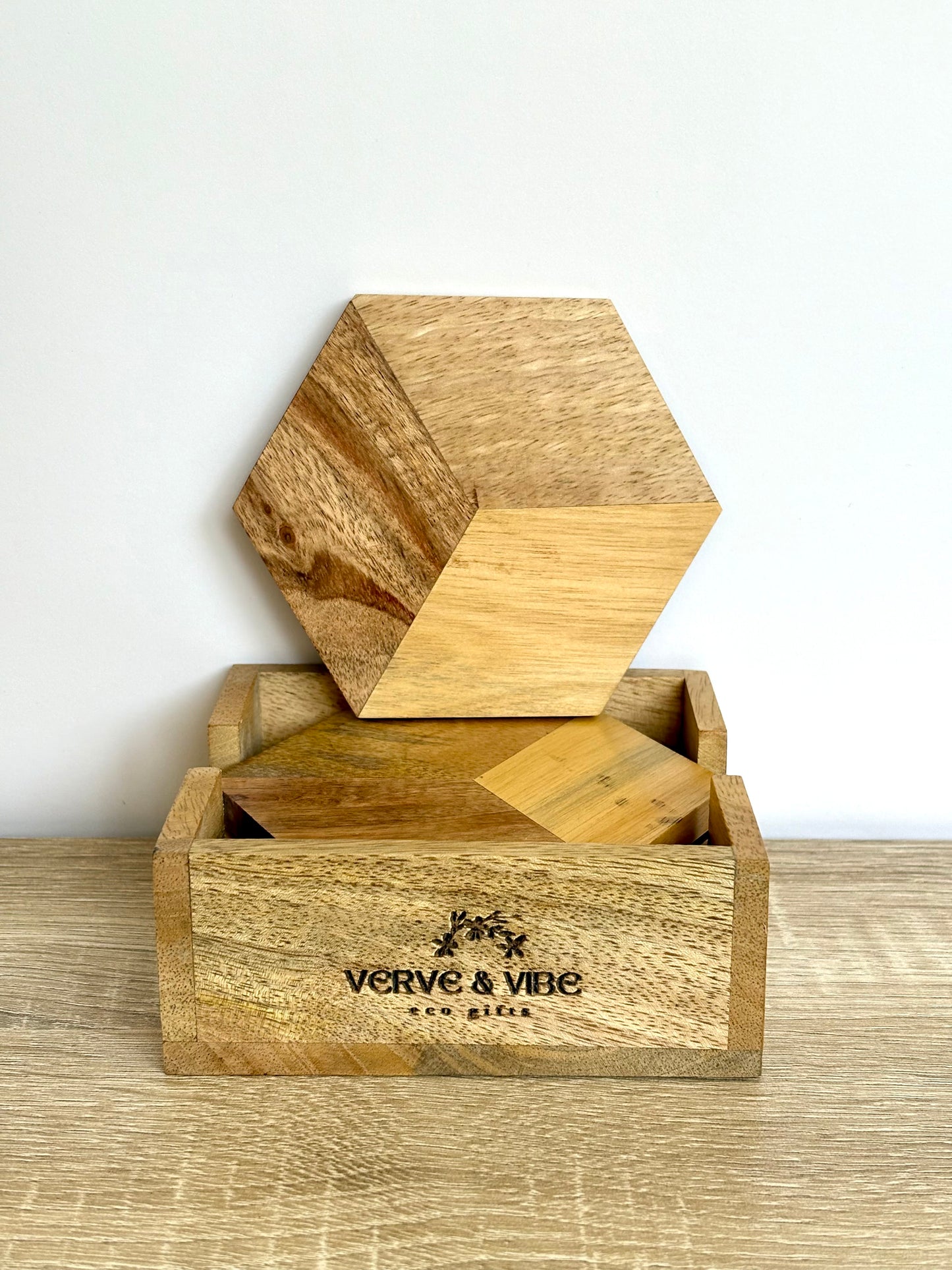 Chevron - Wooden Coasters, Set of 4 in Box