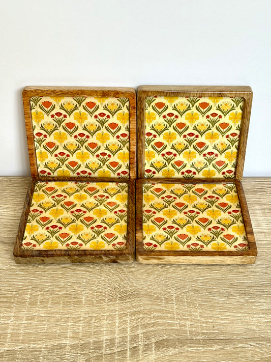 Citrus Blossoms - Wooden Coasters, Set of 4 in Box