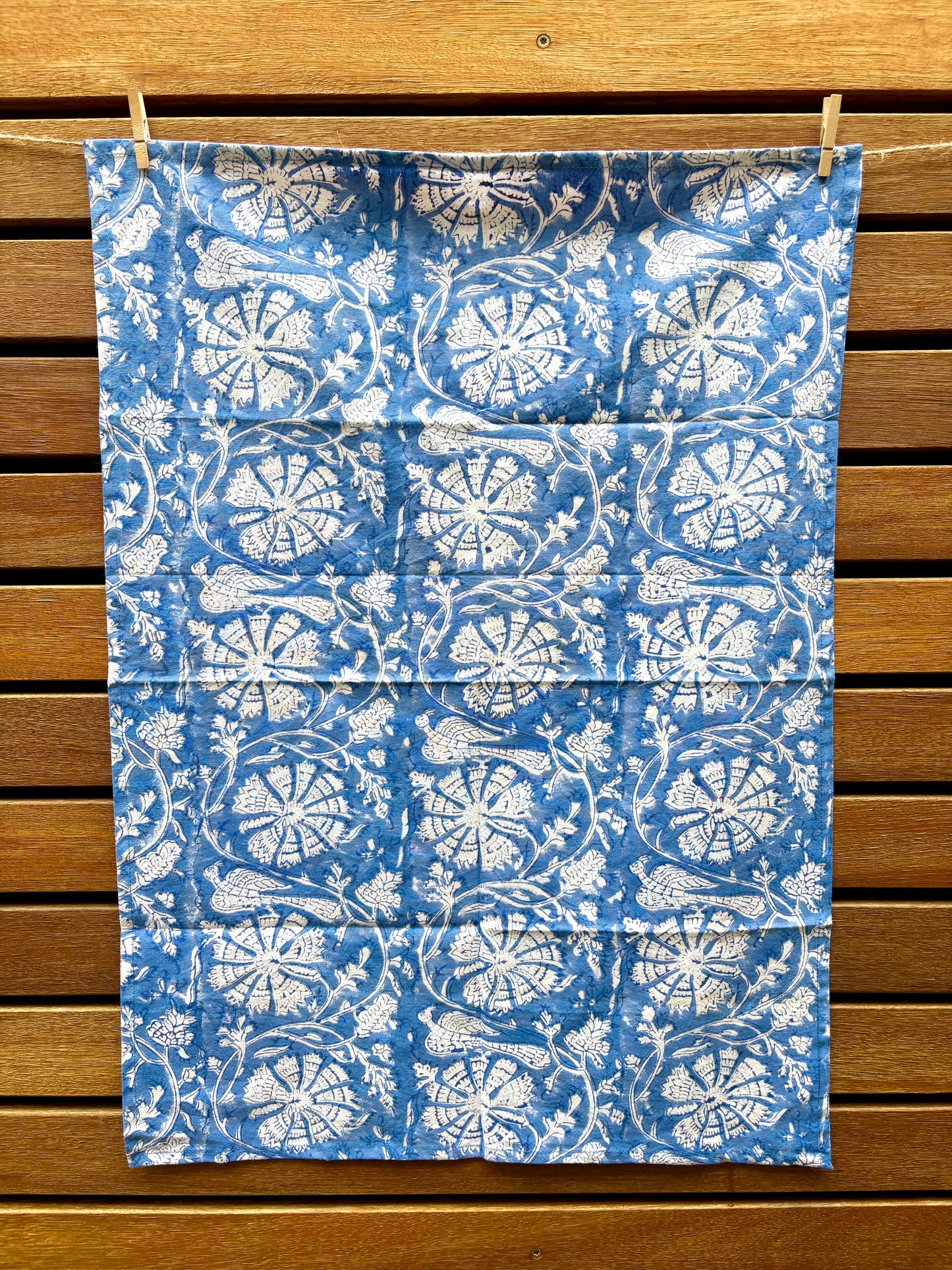 Seafoam & Indigo - Hand-block Printed Cotton Tea Towels, Set of 2