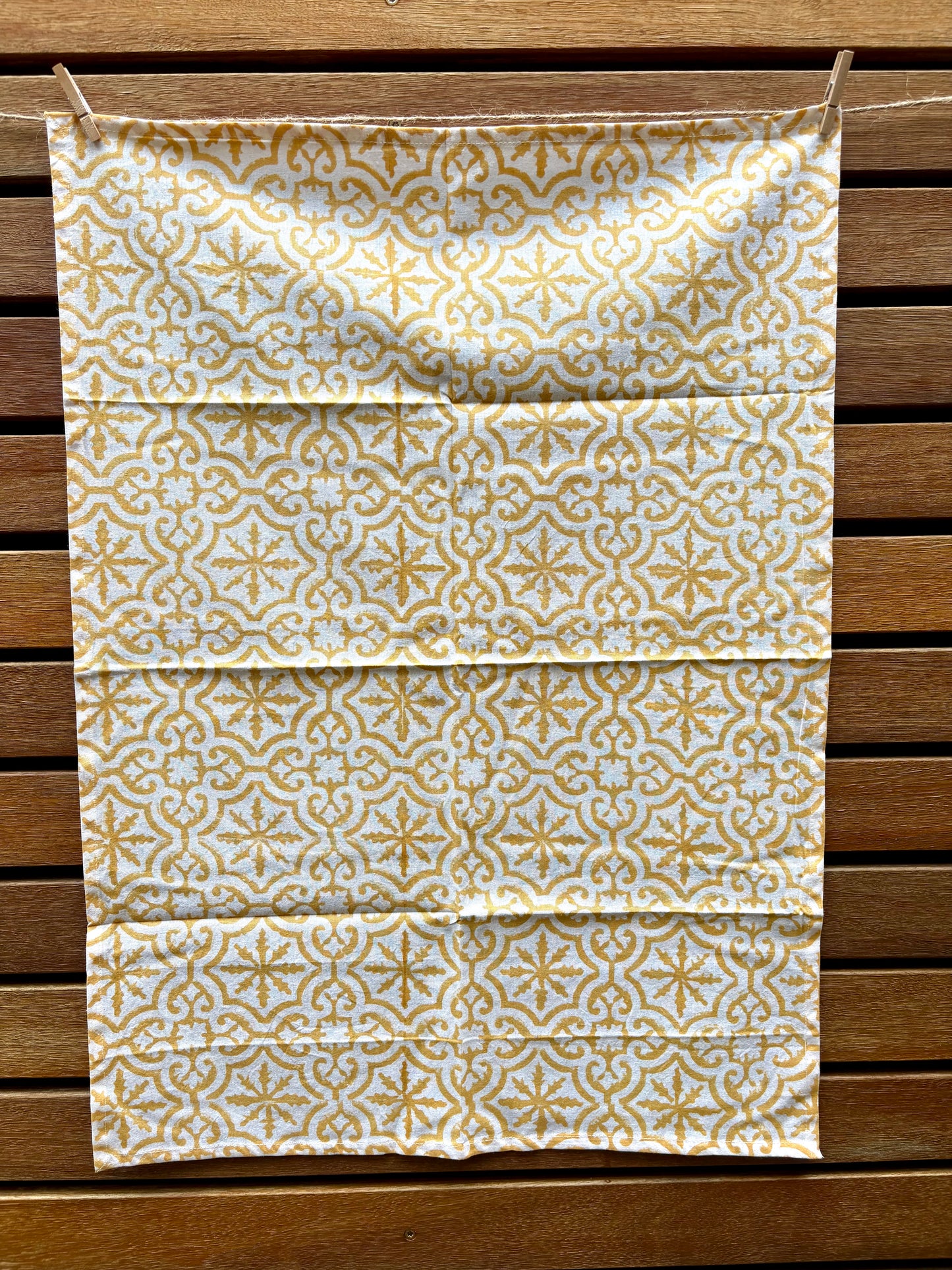 Golden Honey & Ivory - Hand-block Printed Cotton Tea Towels, Set of 2