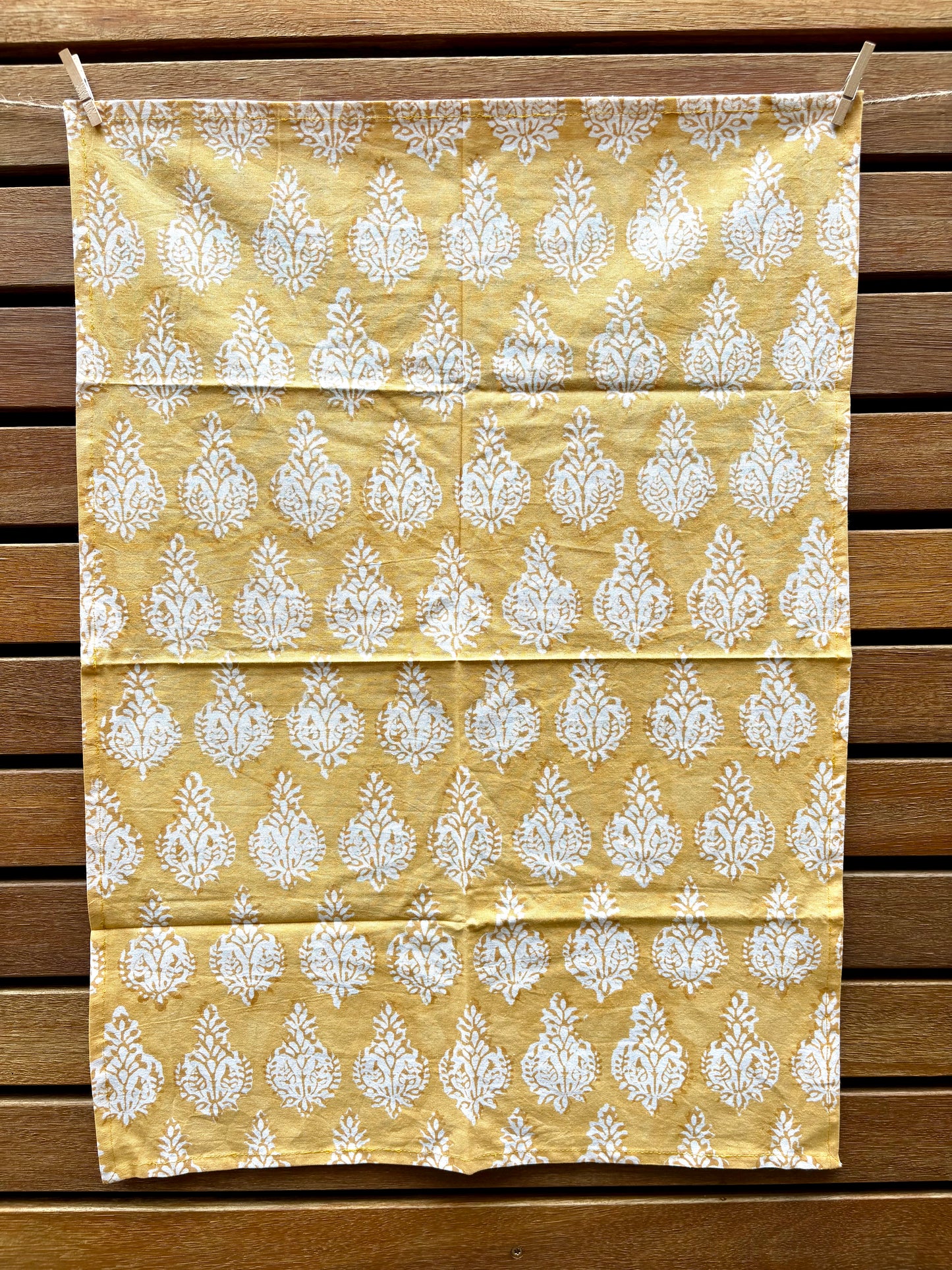 Golden Honey & Ivory - Hand-block Printed Cotton Tea Towels, Set of 2