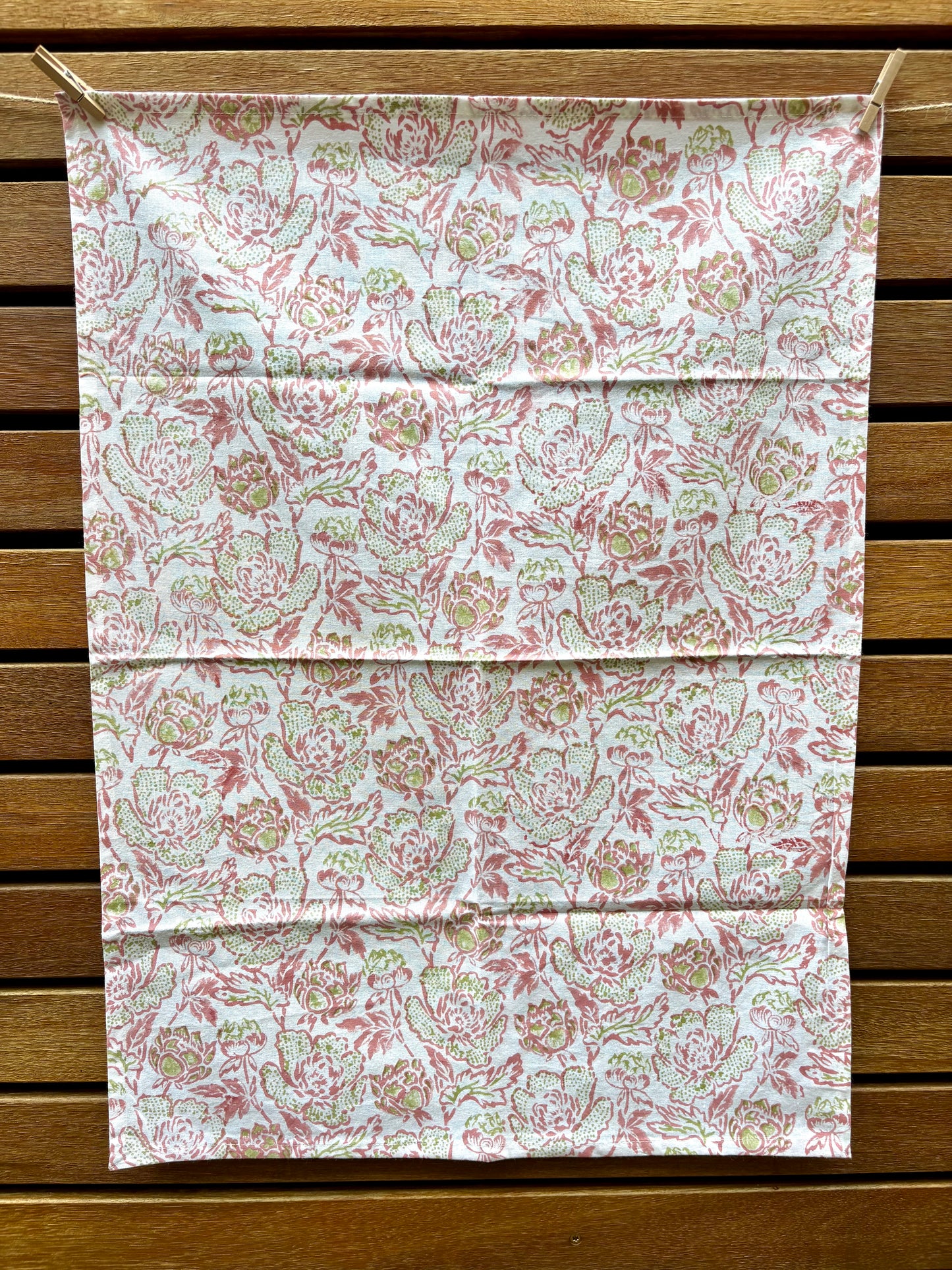 Muted Mulberry - Hand-block Printed Cotton Tea Towels, Set of 2