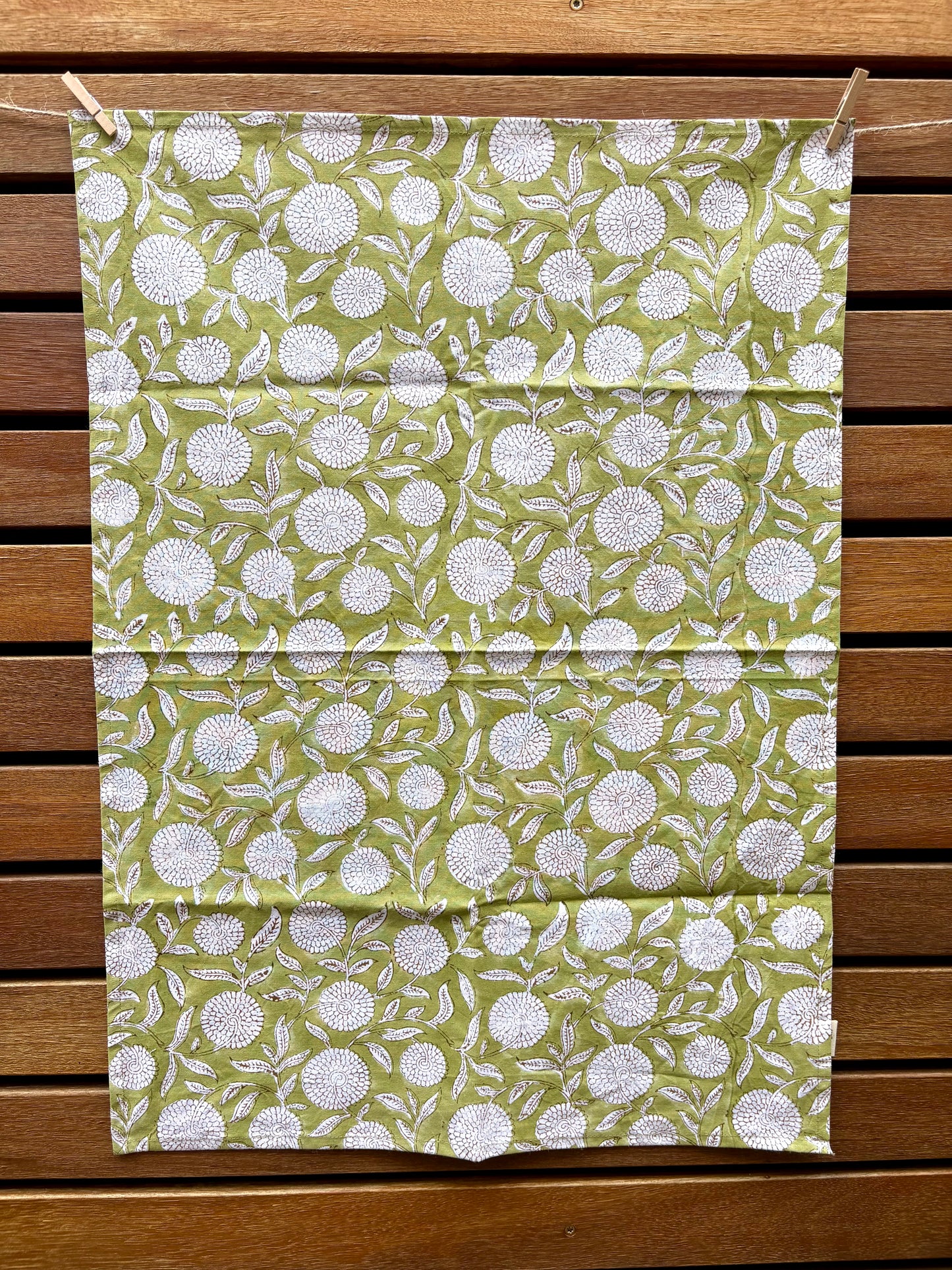 Lime Zest - Hand-block Printed Cotton Tea Towels, Set of 2