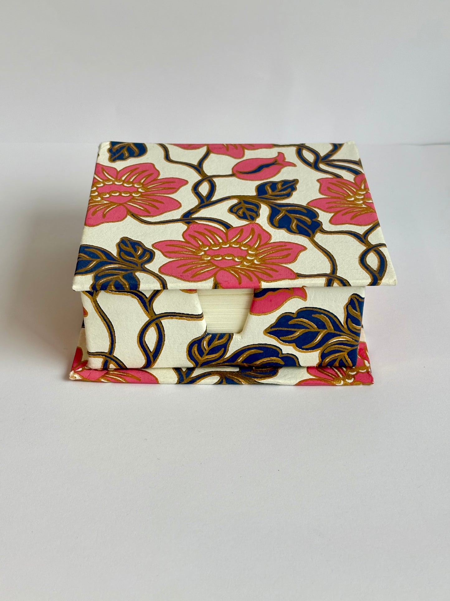 Gilded Flores - Stationery Gift Set, Notepad + Memo Block + Pen Holder with Pen, (Boxed)