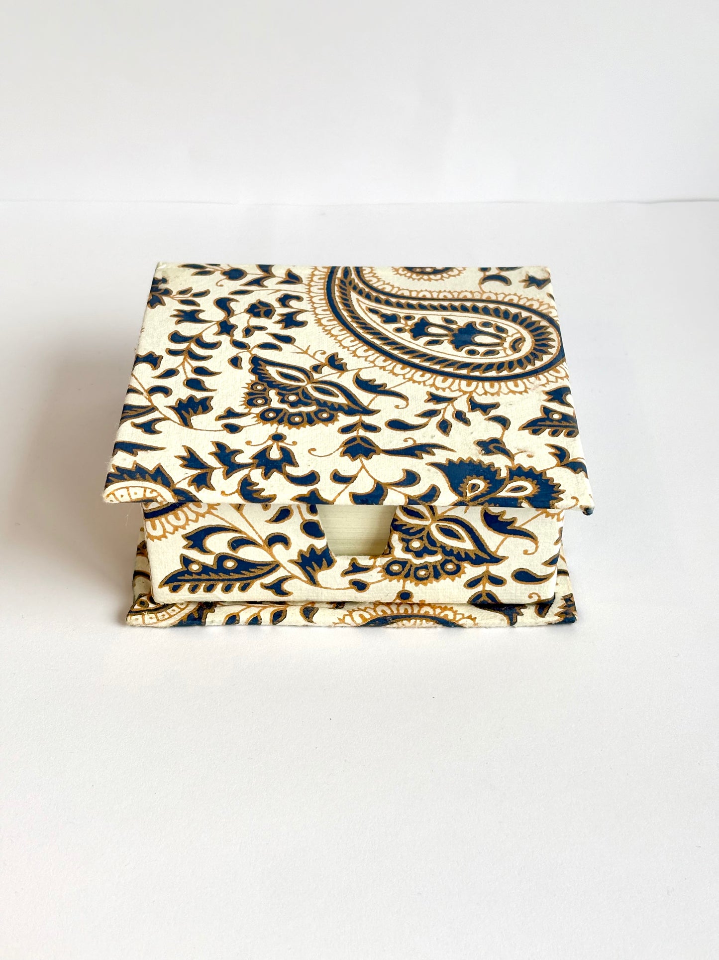 Gold Paisley - Stationery Gift Set, Notepad + Memo Block + Pen Holder with Pen, (Boxed)