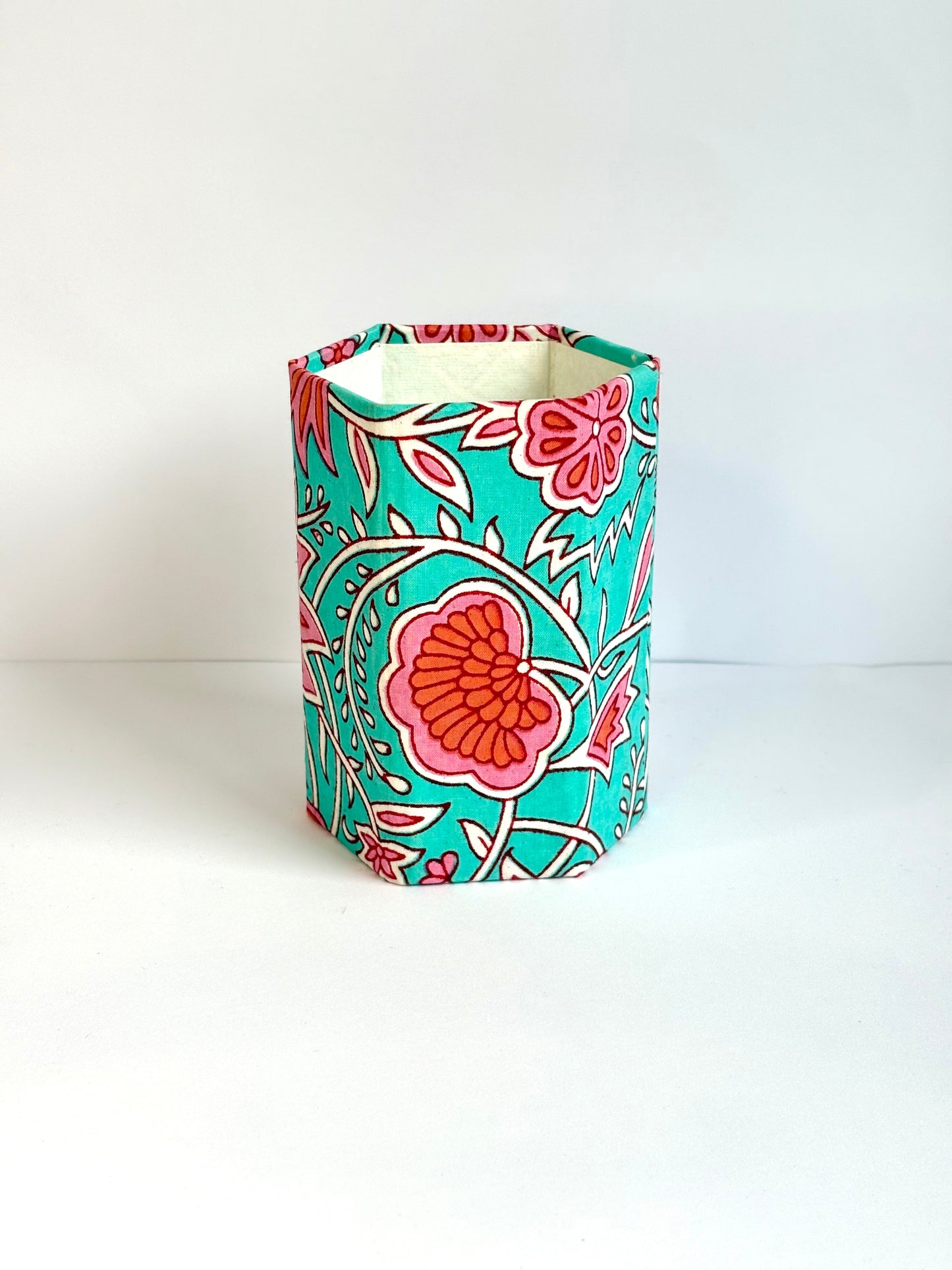 Firozi Flora - Stationery Gift Set, Fabric Journal + Memo Block + Pen Holder with Pen, (Boxed)