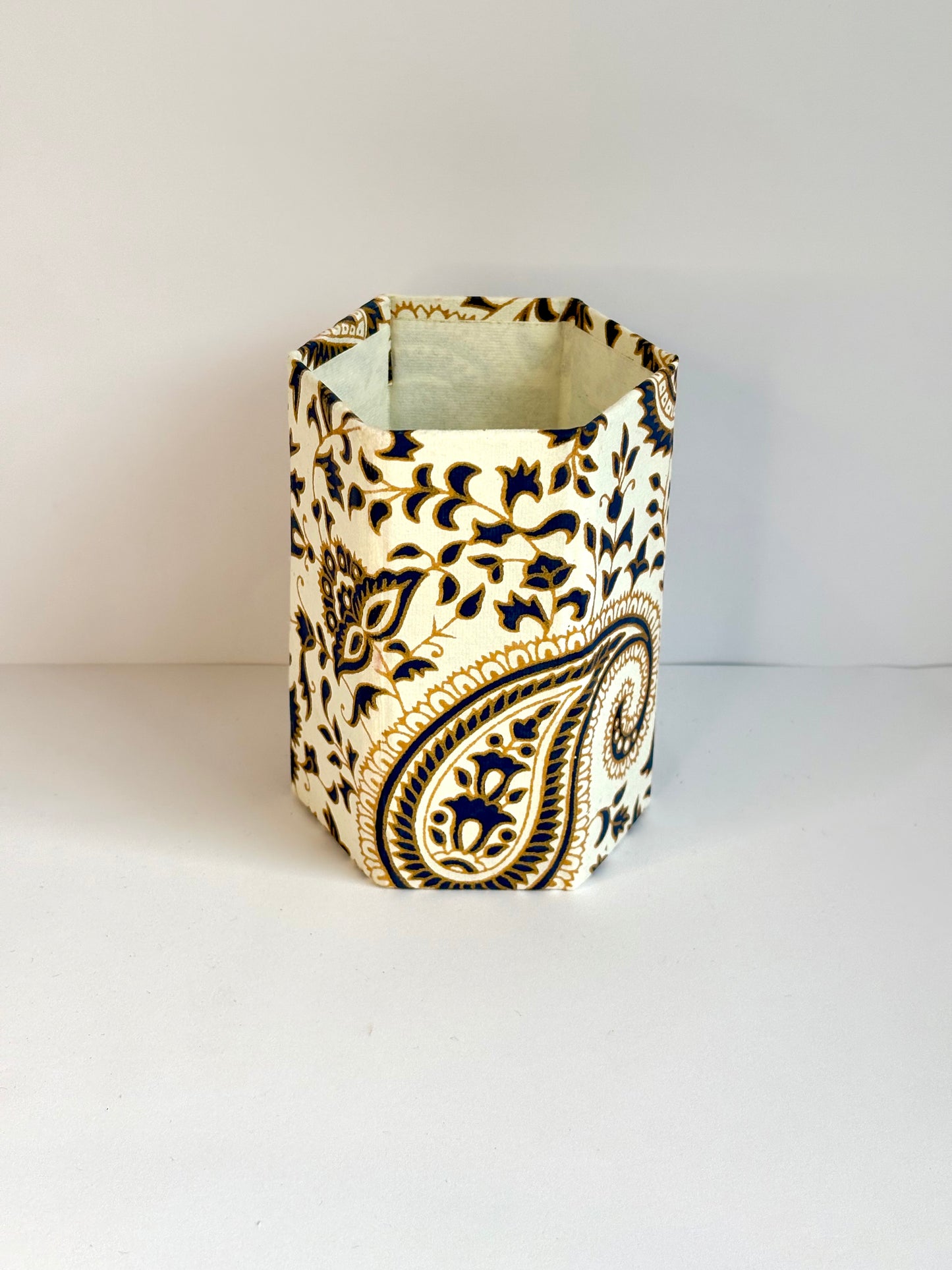 Gold Paisley - Stationery Gift Set, Notepad + Memo Block + Pen Holder with Pen, (Boxed)