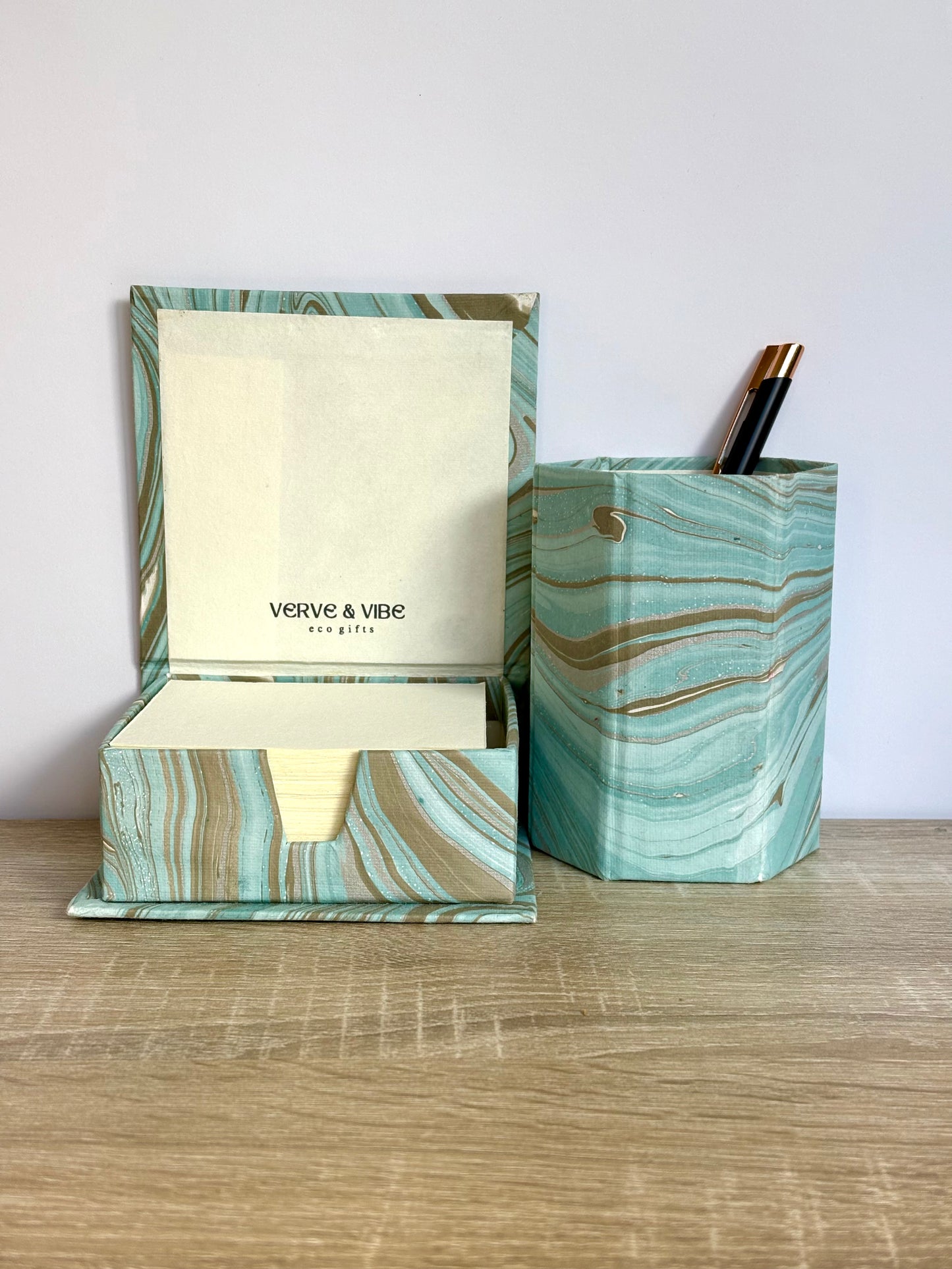 Sea Whispers - Stationery Gift Set, Notepad + Memo Block + Pen Holder with Pen, (Boxed)
