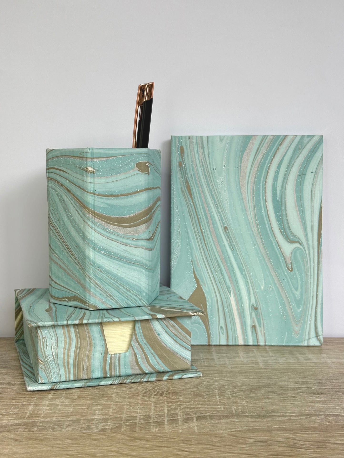 Sea Whispers - Stationery Gift Set, Notepad + Memo Block + Pen Holder with Pen, (Boxed)