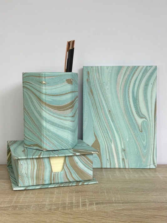 Sea Whispers - Stationery Gift Set, Notepad + Memo Block + Pen Holder with Pen, (Boxed)