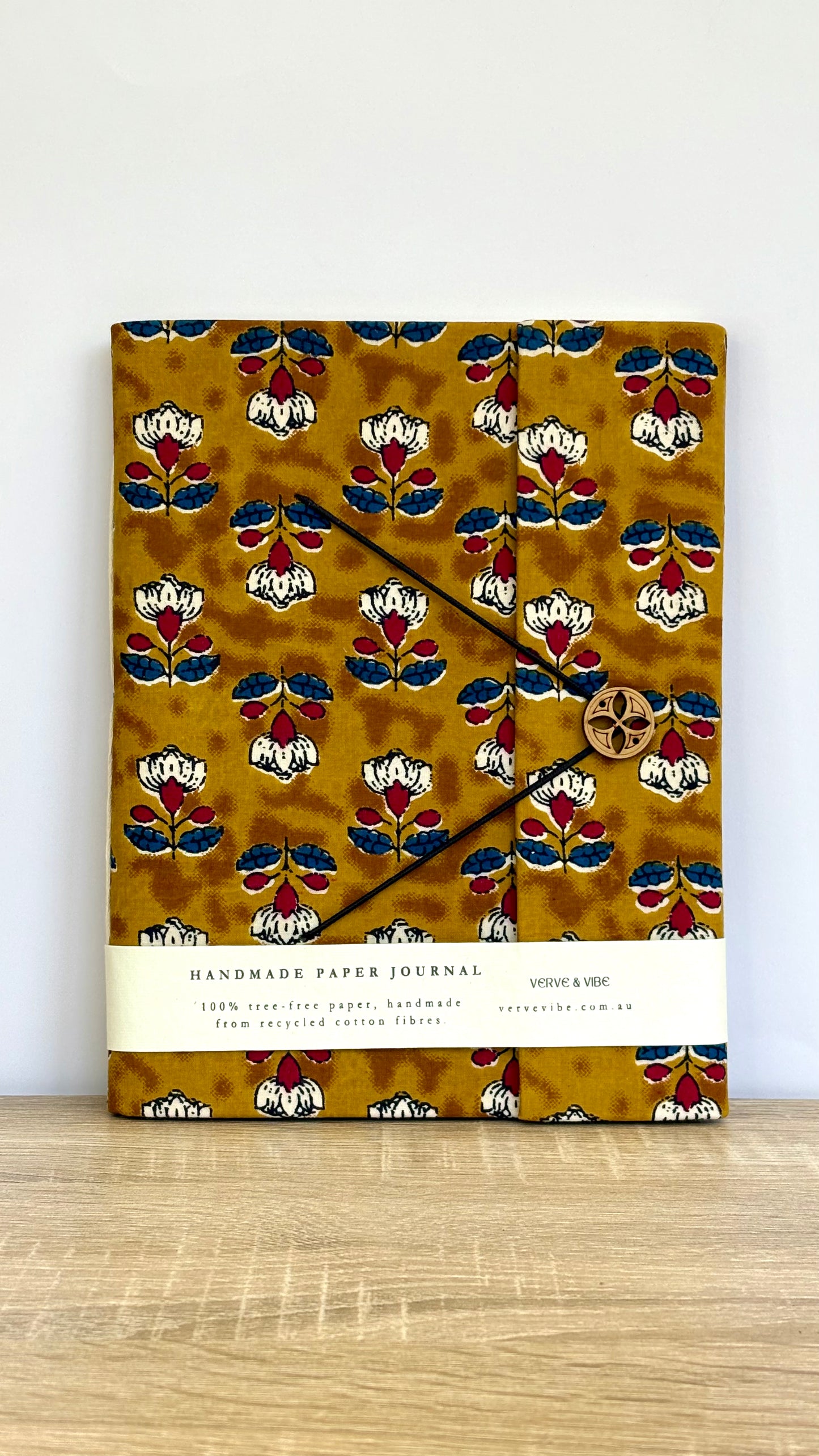 Honeyed Amber - Fabric Cover, Handmade Blank Journal