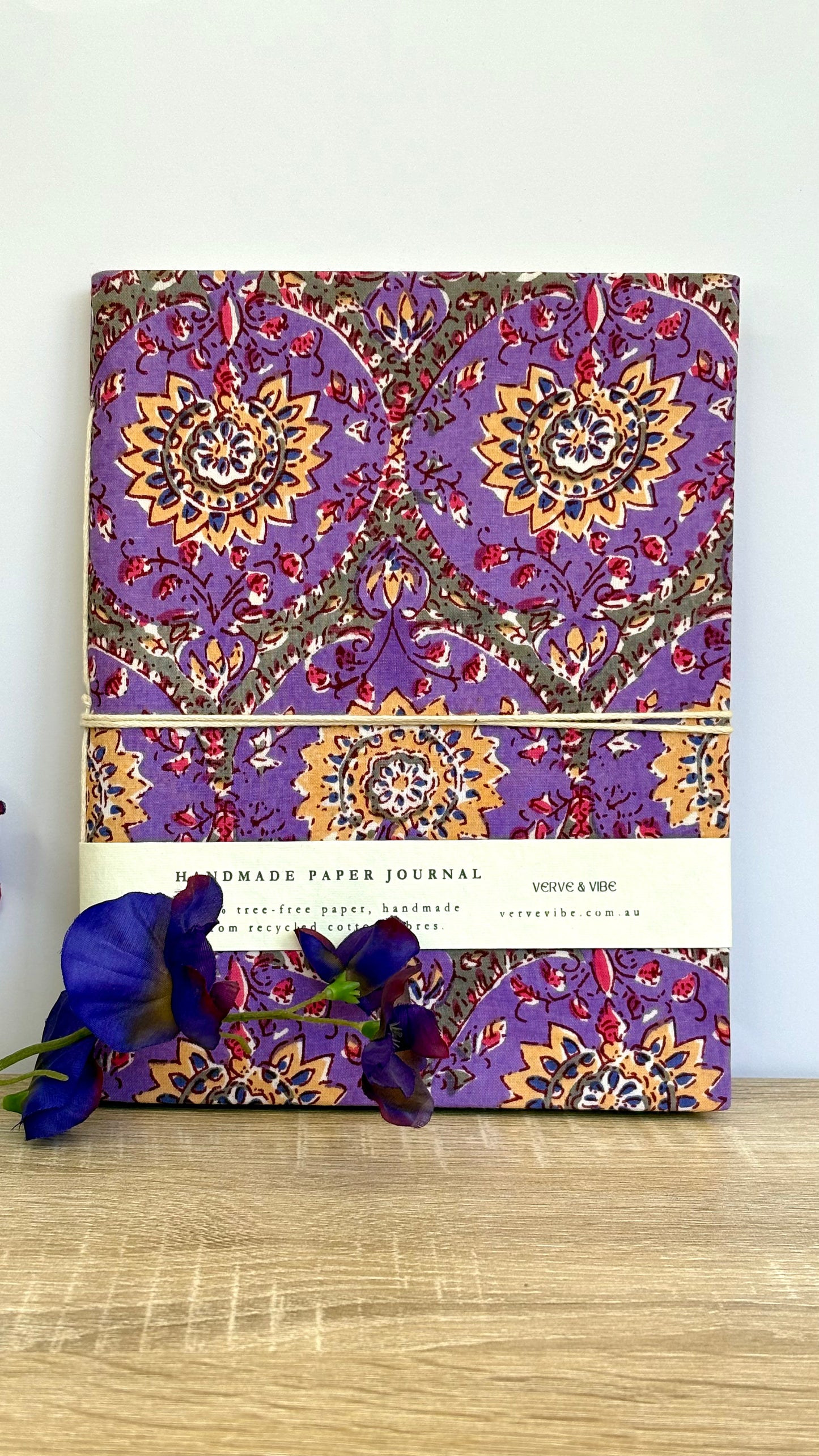 Radiant Jacaranda - Fabric Cover, Handmade Blank Journal
