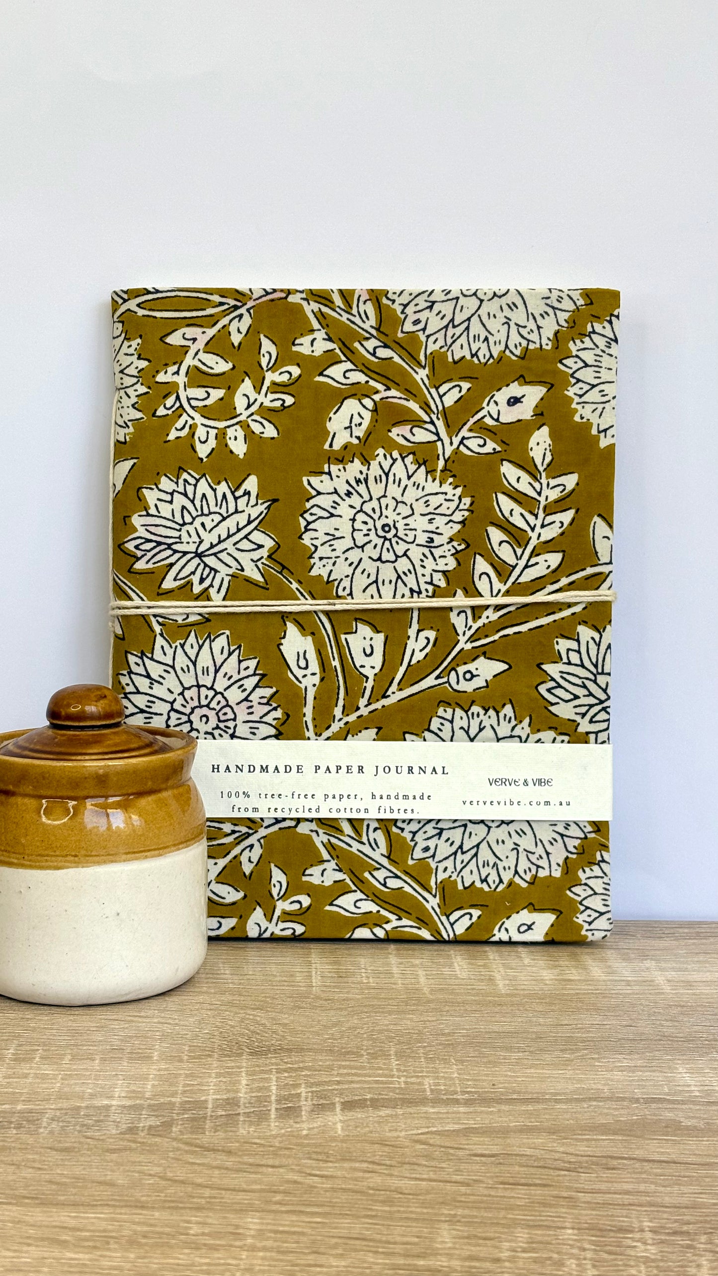 Sienna Terra - Fabric Cover, Handmade Blank Journal