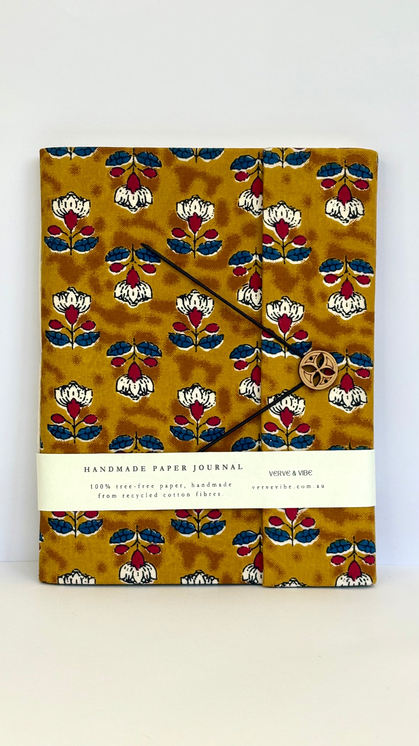 Honeyed Amber - Fabric Cover, Handmade Blank Journal