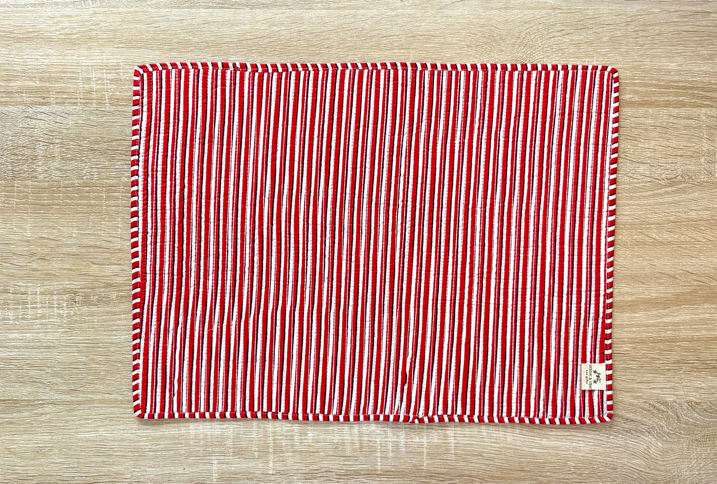 Scarlet Bloom - Block Printed, Reversible, Quilted Cotton Placemats