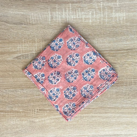 Terracotta Pink - Hand-block Printed Cotton Napkins