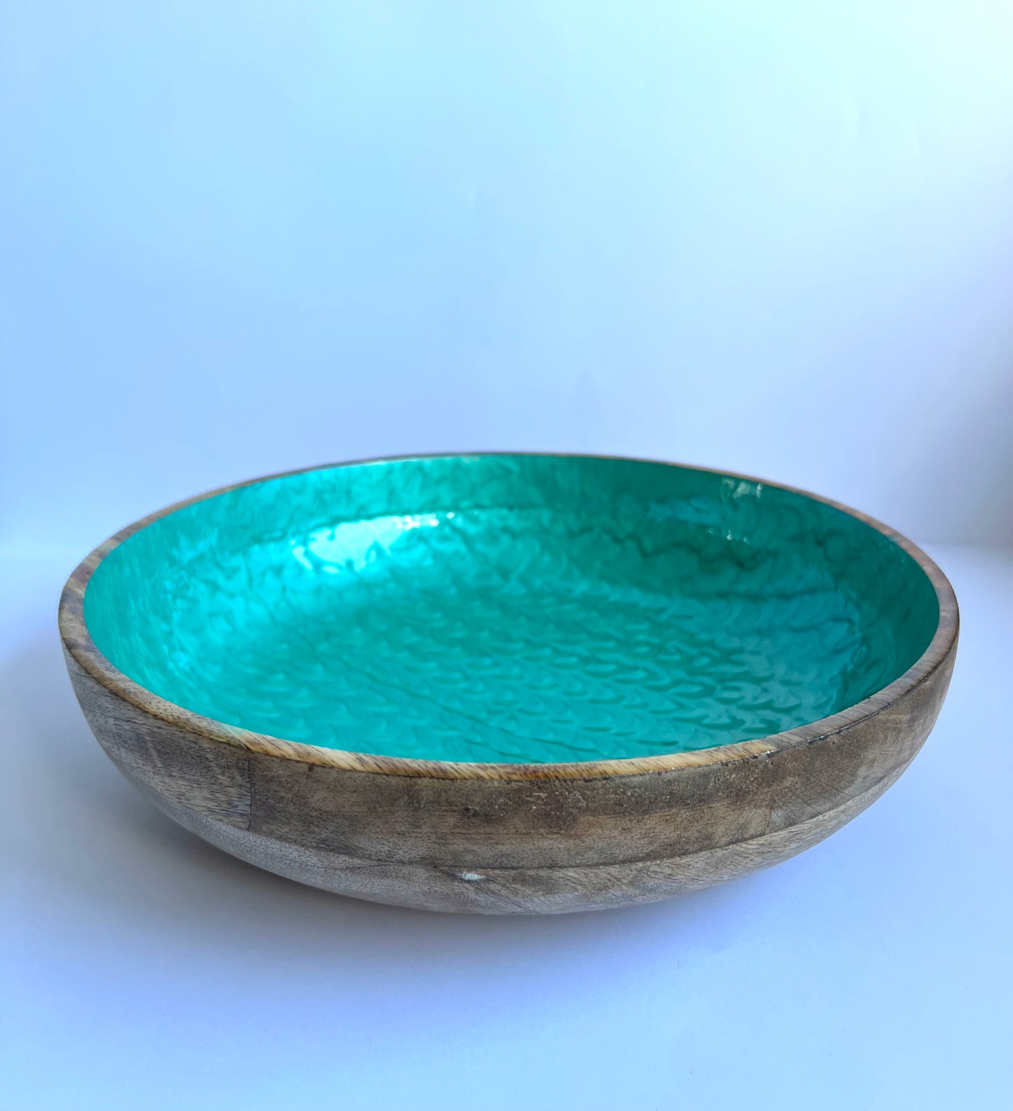 Turquoise Tide - Handmade Wooden Bowl with Matching Salad Server Set