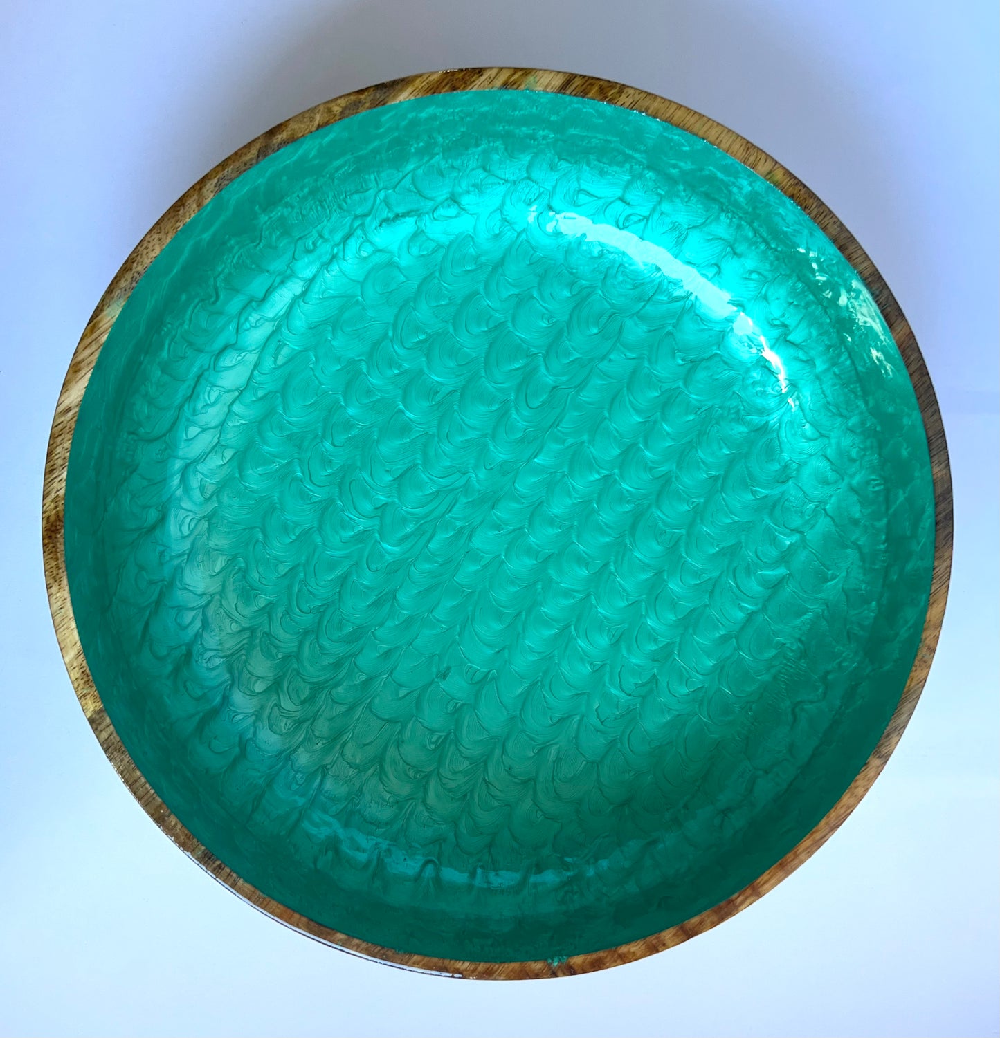 Turquoise Tide - Handmade Wooden Bowl with Matching Salad Server Set
