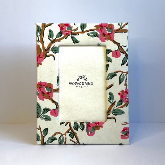 Dreamy Roses - Fabric & Recycled Paper Board Photo Frame