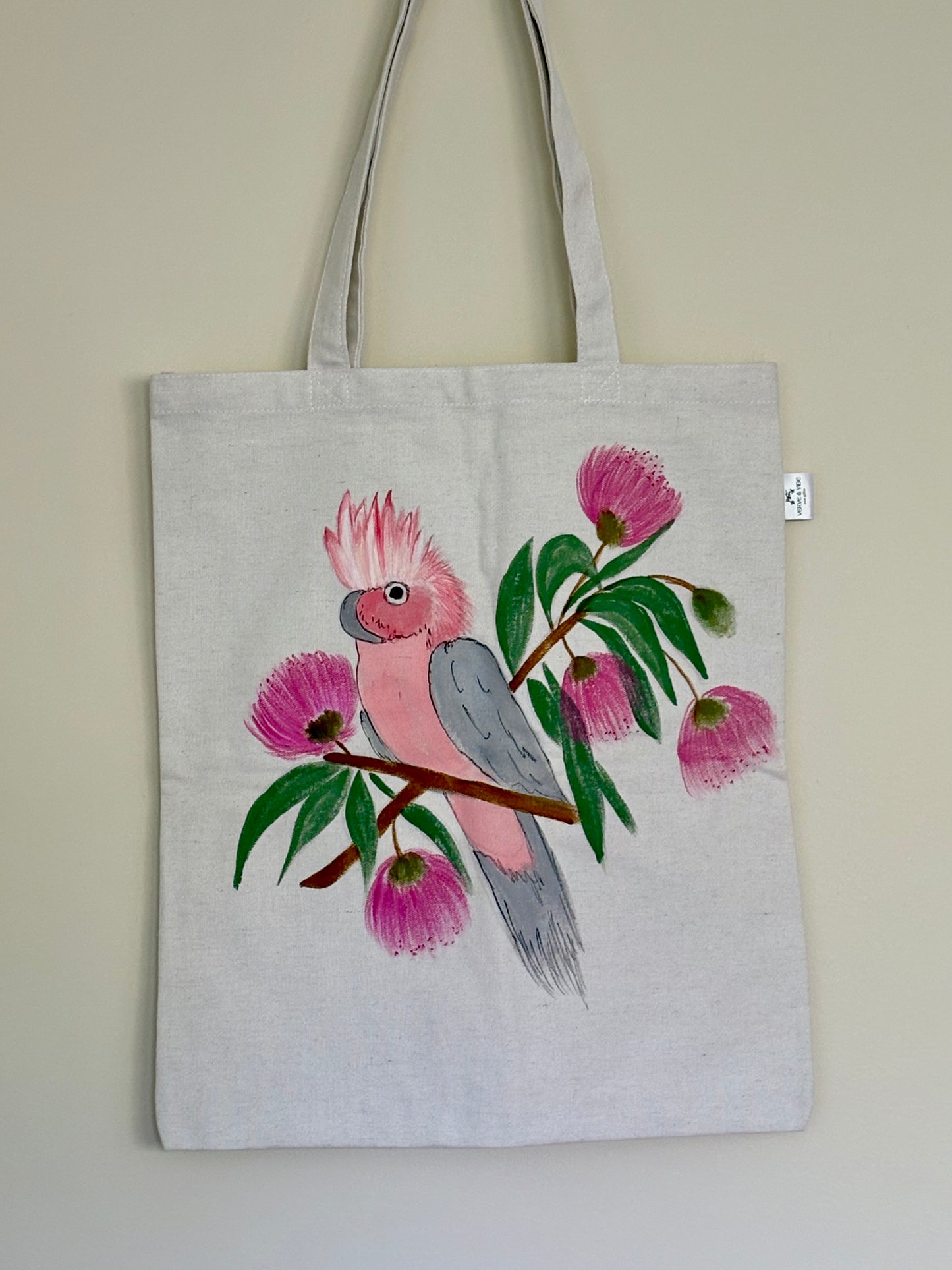 Pretty Pink Galah - Hand Painted, Canvas Tote Bag
