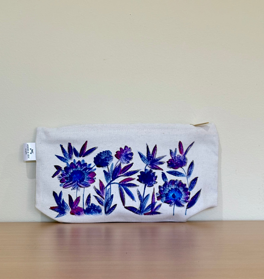 Plush Purples - Hand Painted,Canvas Zippered Pouch