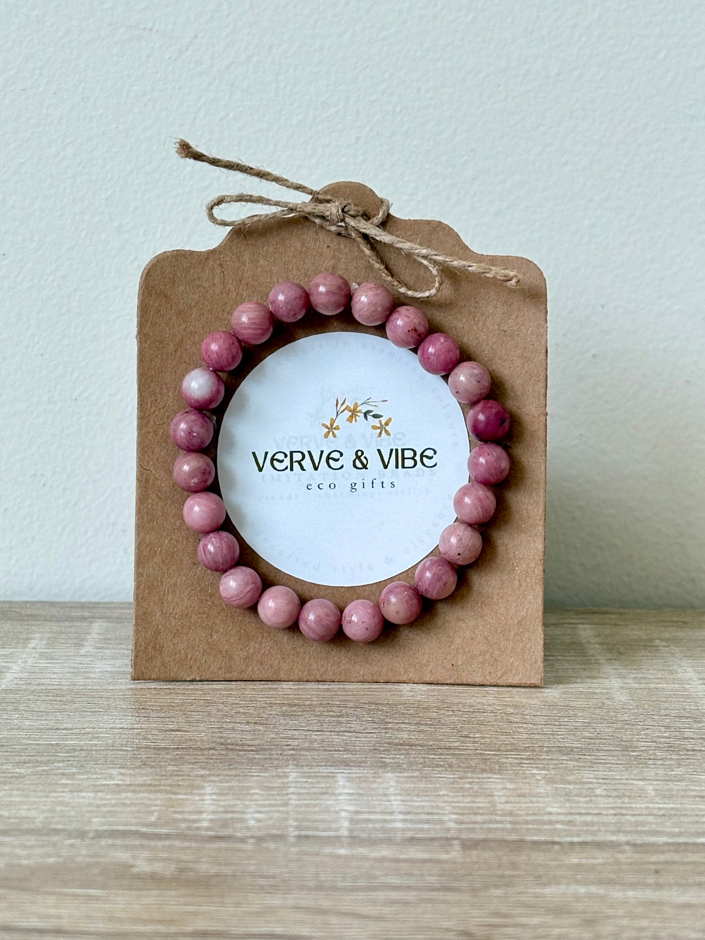 Pink Rhodonite Semi Precious Stone Bracelet