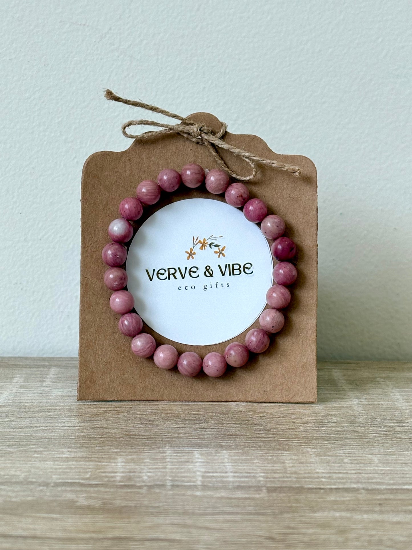 Pink Rhodonite Semi Precious Stone Bracelet