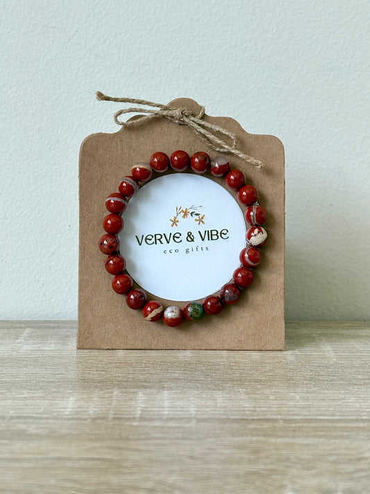 Natural Red Jasper, Power & Passion - Semi Precious Stone Bracelet