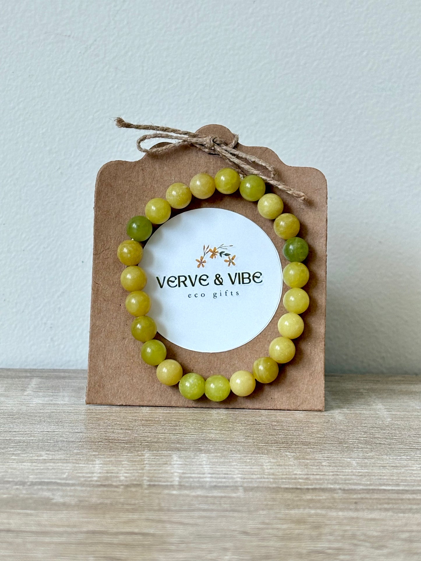 Yellow Nephrite Jade - Semi Precious Stone Bracelet