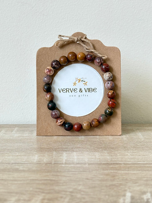 Natural Picasso Jasper - Semi Precious Stone Bracelet