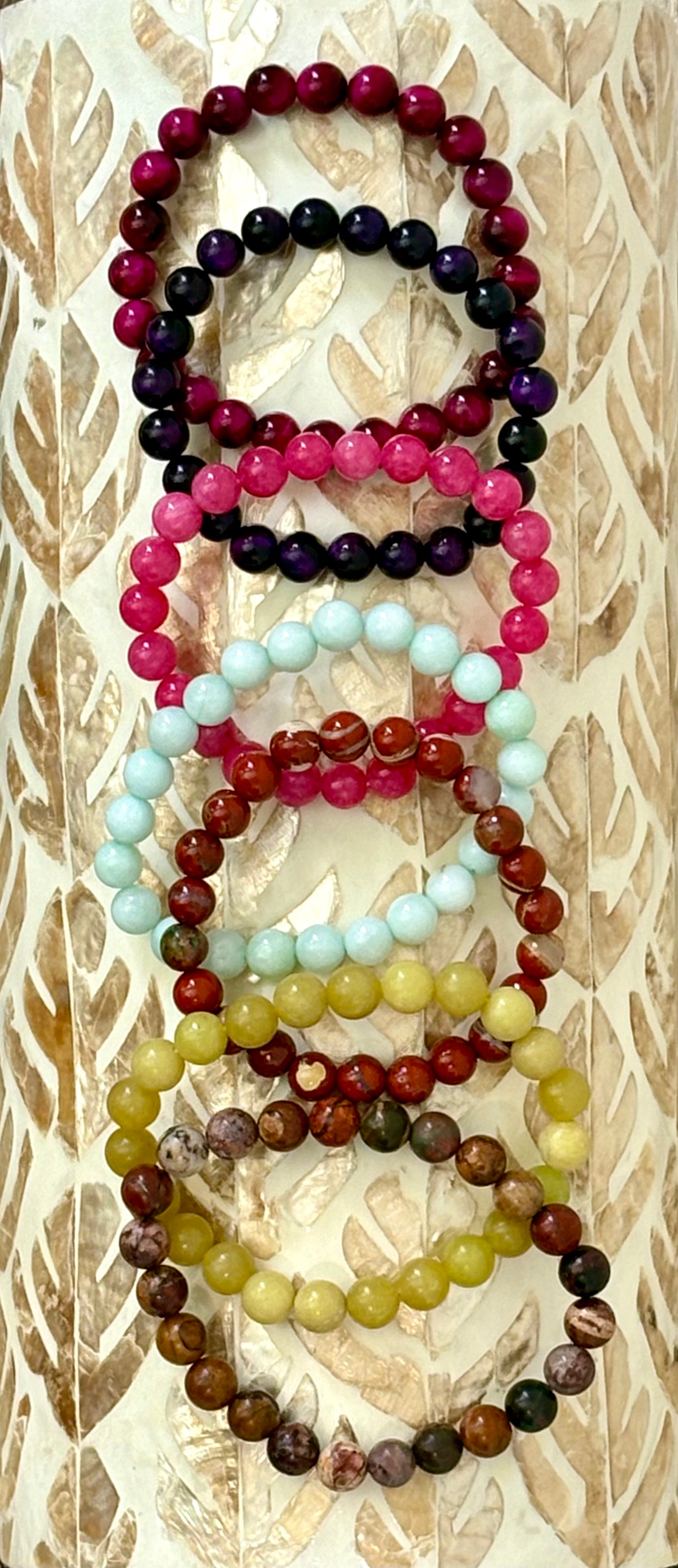 Hot Pink Tiger's Eye - Semi Precious Stone Bracelet