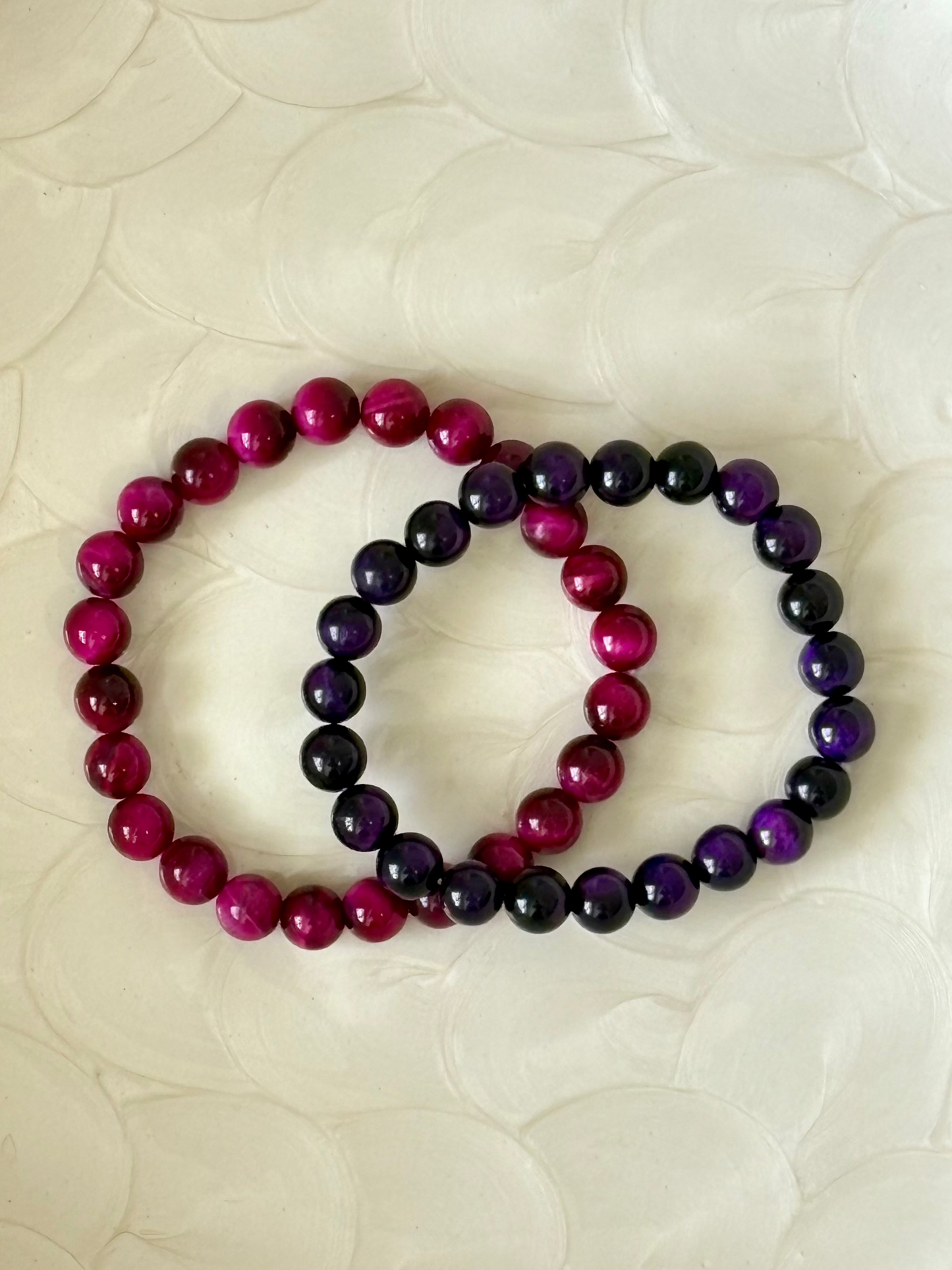 Hot Pink Tiger's Eye - Semi Precious Stone Bracelet