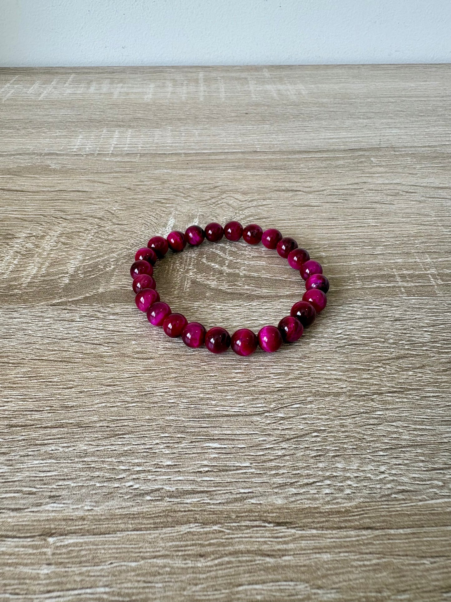 Hot Pink Tiger's Eye - Semi Precious Stone Bracelet