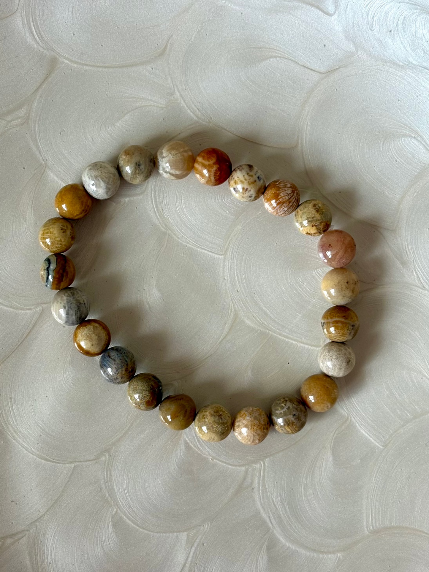 Coral Jasper Agate - Semi Precious Stone Bracelet