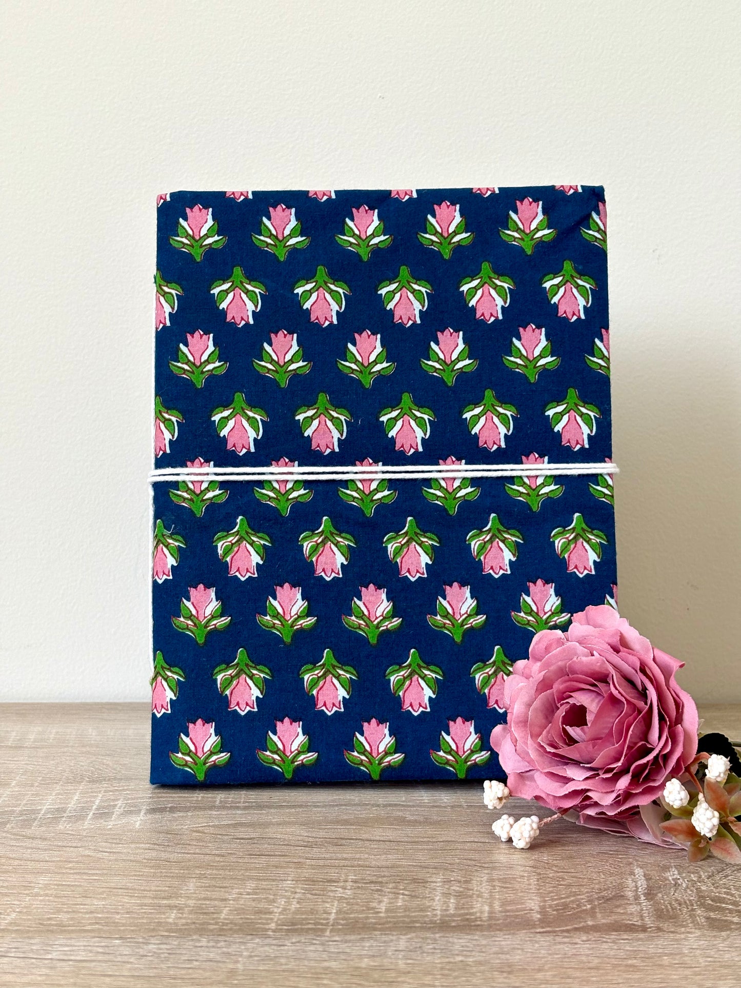 Beautiful Blossom - Fabric Cover, Flower Paper, Handmade Blank Journal