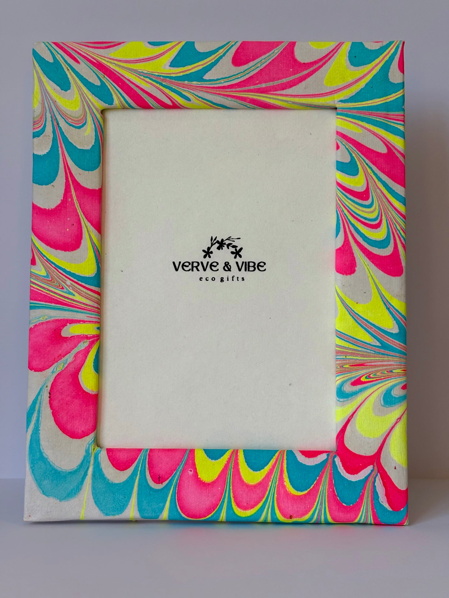 Neon Punk - Marbled and Recycled Paper Board Photo Frame