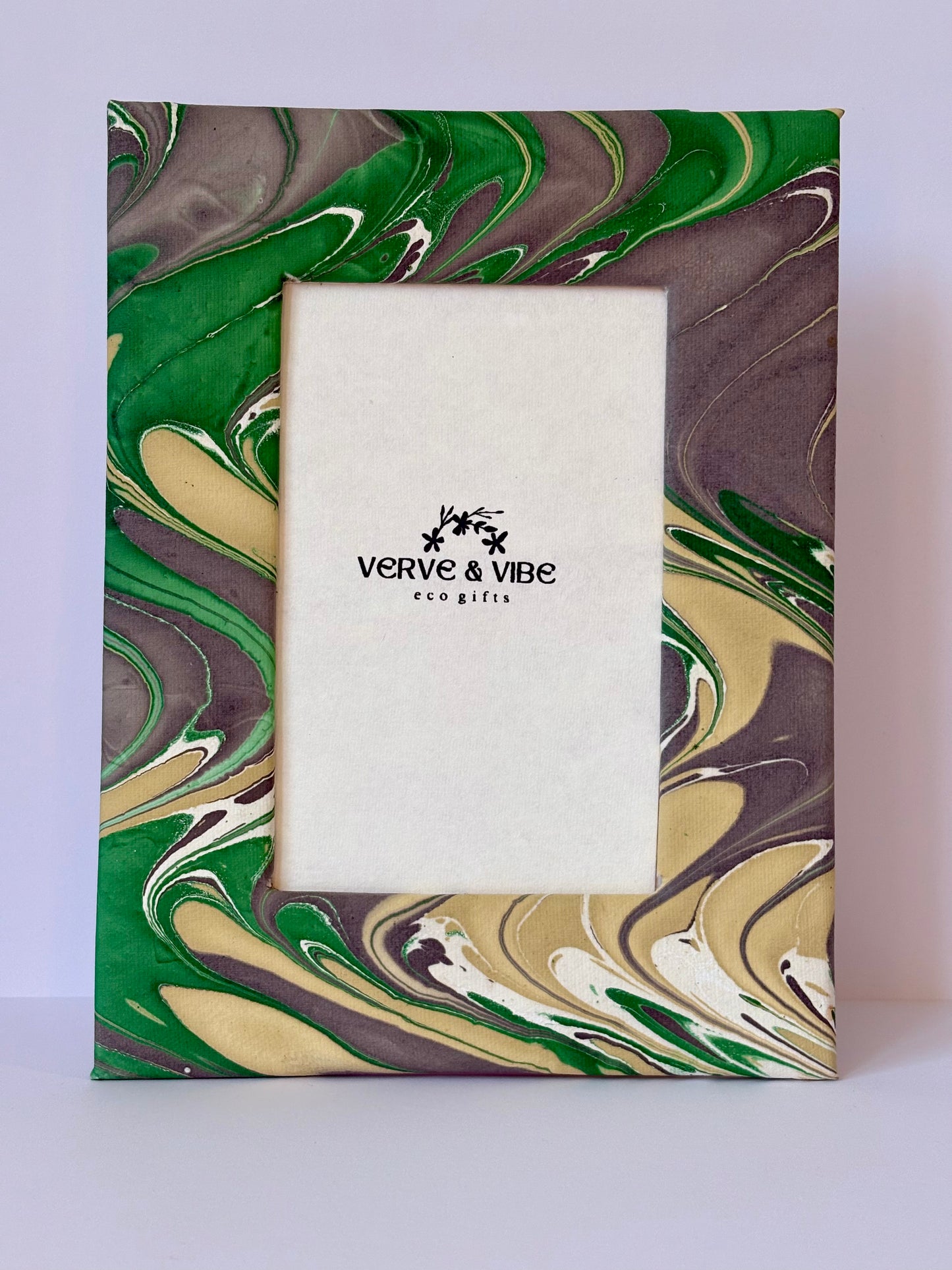 Graphite Green - Marbled and Recycled Paper Board Photo Frame