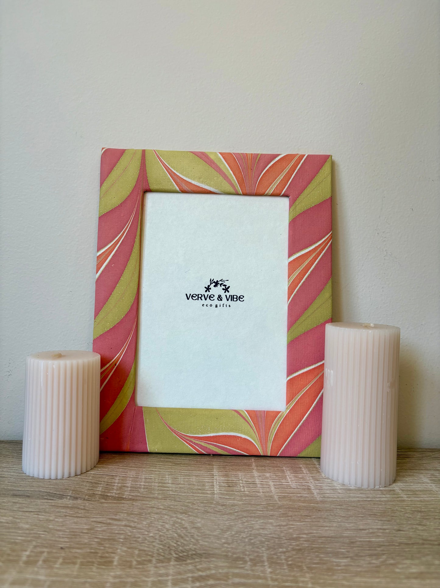 Charming Coral - Marbled and Recycled Paper Board Photo Frame