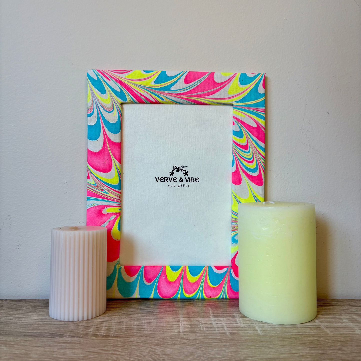 Neon Punk - Marbled and Recycled Paper Board Photo Frame