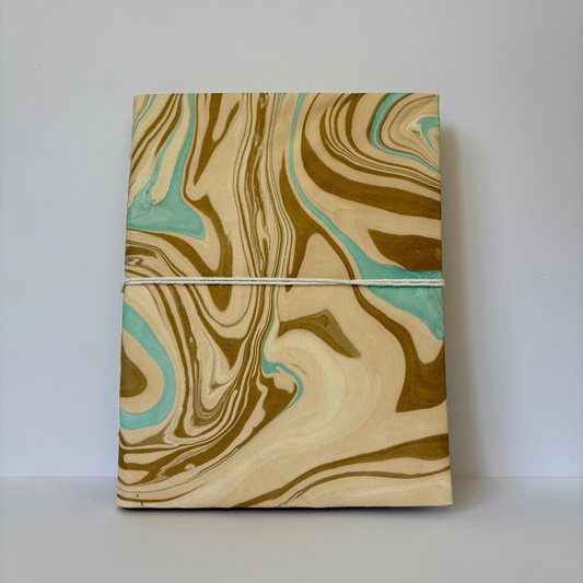 Tranquil Terra - Marbled Cover and Flower Paper, Handmade Blank Journal