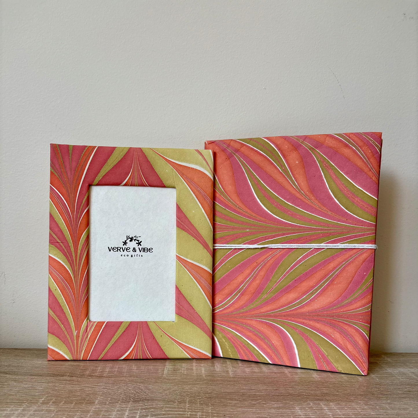 Charming Coral - Marbled and Recycled Paper Board Photo Frame