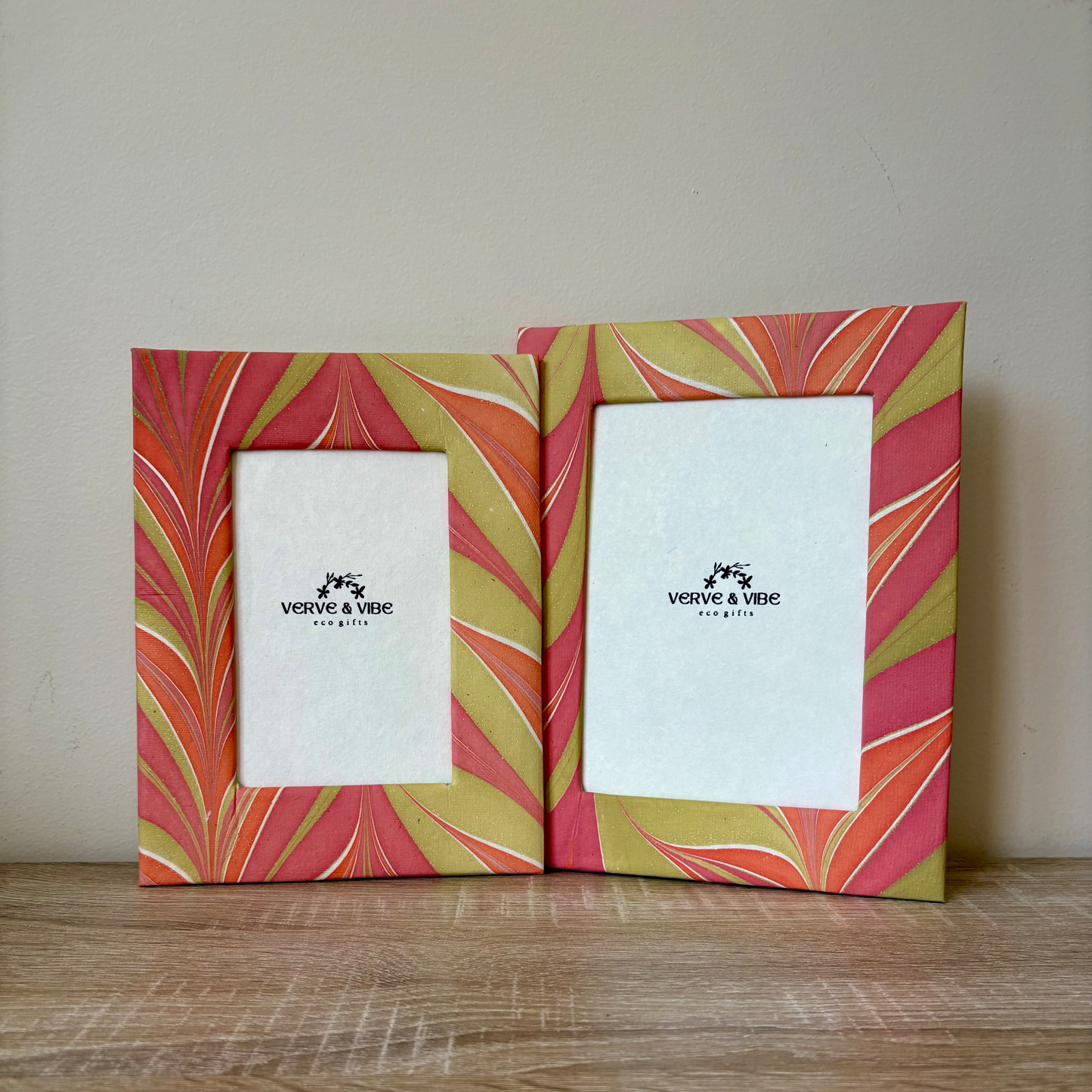 Charming Coral - Marbled and Recycled Paper Board Photo Frame