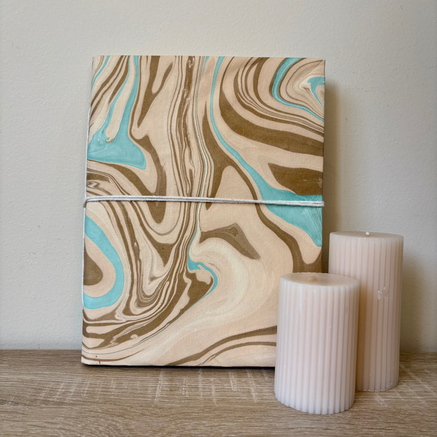 Tranquil Terra - Marbled Cover and Flower Paper, Handmade Blank Journal