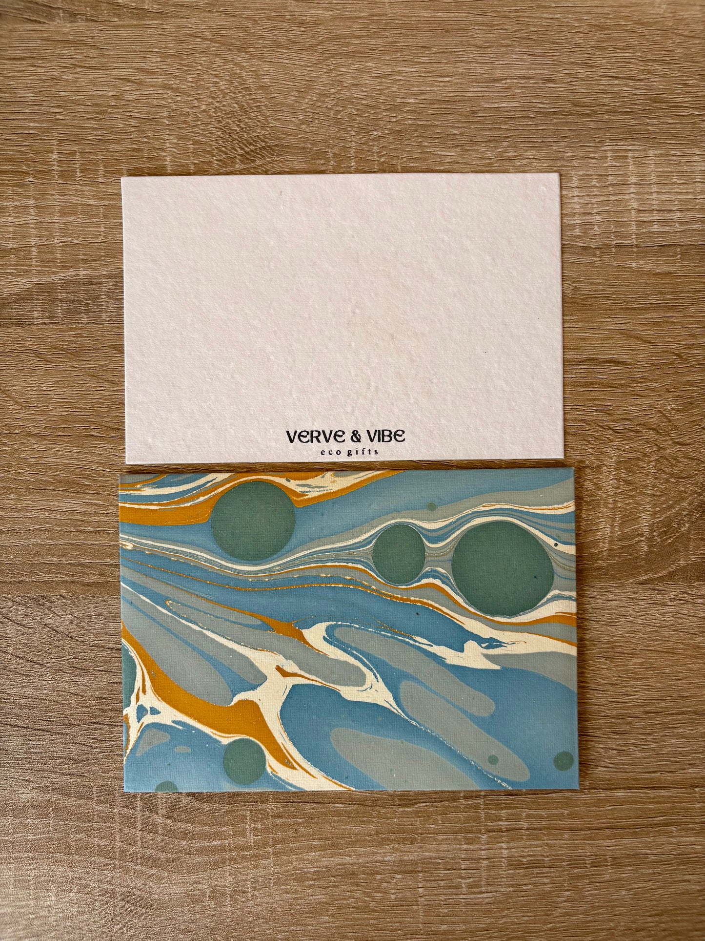 Blue Lagoon - Recycled Paper Letter Card & Marbled Envelope, Set of 5