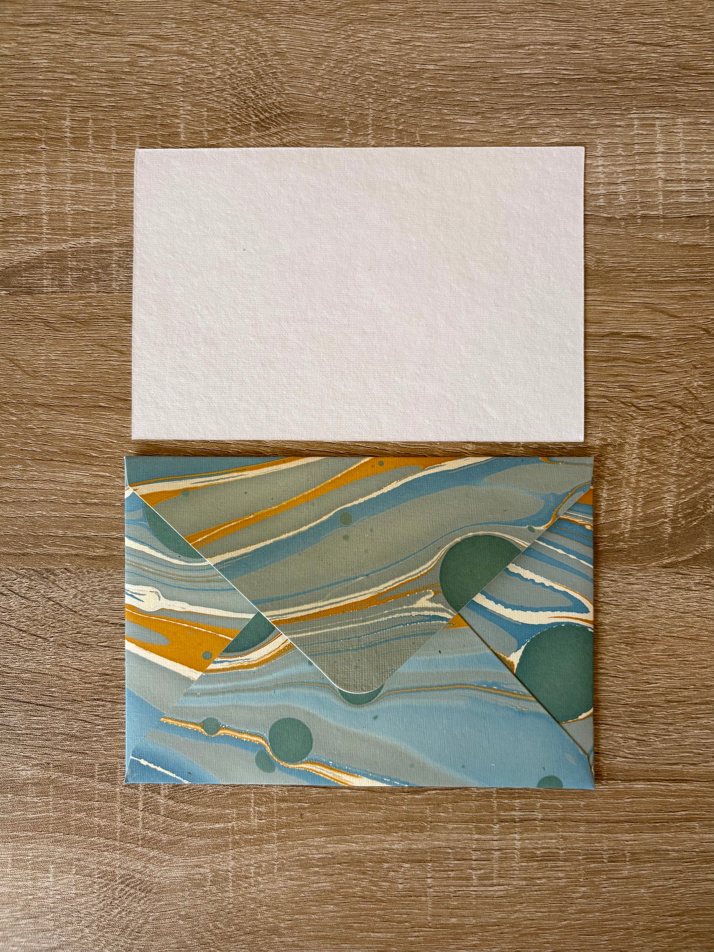 Blue Lagoon - Recycled Paper Letter Card & Marbled Envelope, Set of 5