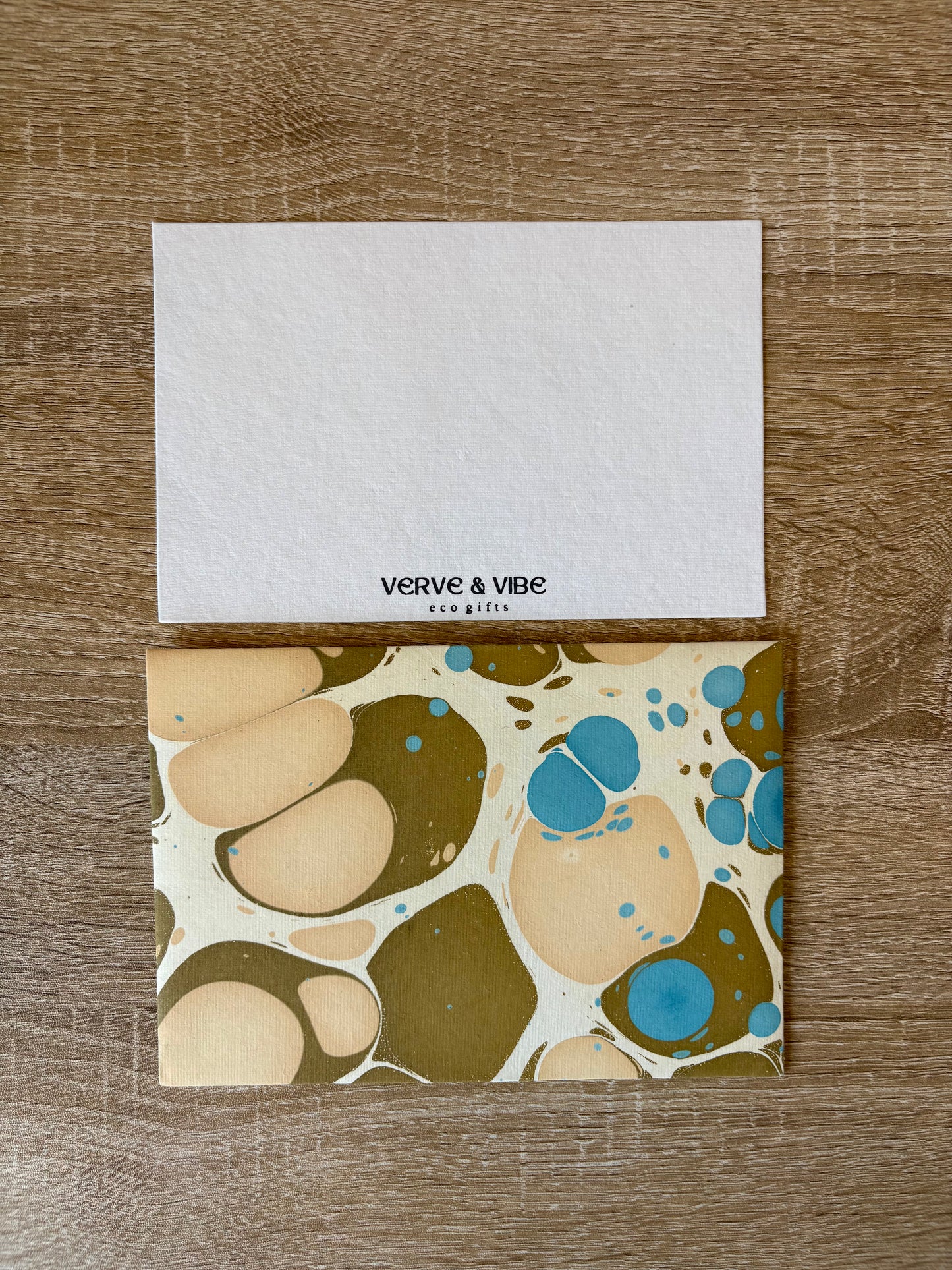 Playful Pebbles - Recycled Paper Letter Card & Marbled Envelope, Set of 5