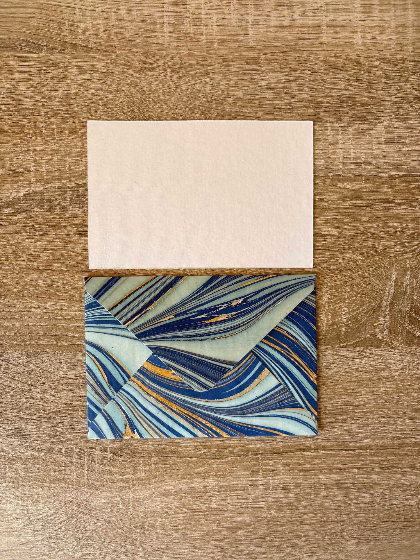 Indigo Flow - Recycled Paper Letter Card & Marbled Envelope, Set of 5