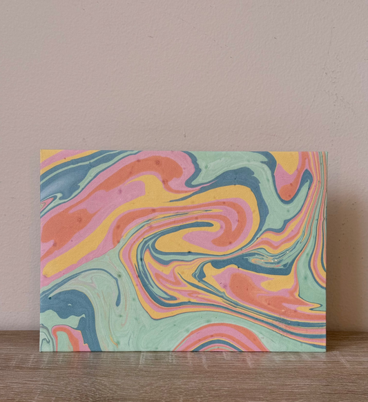 Seafoam Whispers - Letter Card & Marbled Paper Envelope, Set of 5